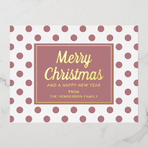 Carte Postale De Vacances En Aluminium Gold Script Dusty rose Pois Joyeux Noël