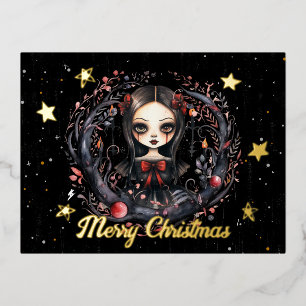 Carte Postale De Vacances En Aluminium Gothique Fille de Noël