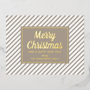 Carte Postale De Vacances En Aluminium Grandes Taupe Moderne Joyeux Noël Or