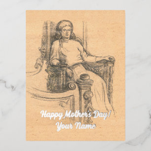 Carte Postale De Vacances En Aluminium Graphiques crayon de dame sur l'artisanat