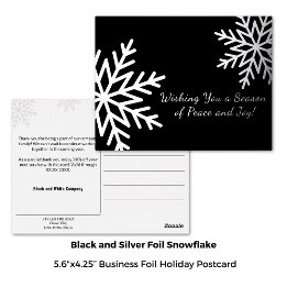 Carte Postale De Vacances En Aluminium Gras Black et Silver Winter Snowflake Business
