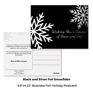 Carte Postale De Vacances En Aluminium Gras Black et Silver Winter Snowflake Business