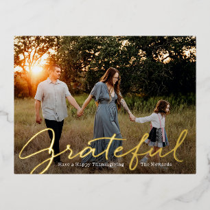 Carte Postale De Vacances En Aluminium Gratuit Script Foil Photo Thanksgiving Postcard