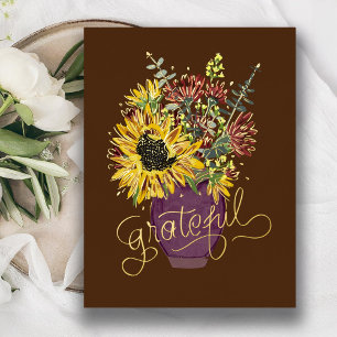 Carte Postale De Vacances En Aluminium Gratuit Thanksgiving Bouquet Gold