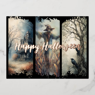 Carte Postale De Vacances En Aluminium Halloween Brushstroke Triptyque