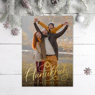 Carte Postale De Vacances En Aluminium Hanoukka Hand Letting Photo Juif