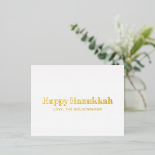 Carte Postale De Vacances En Aluminium Happy Hanoukka or typographie minimaliste coutume