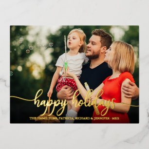 Carte Postale De Vacances En Aluminium Happy Holidays Simple Moderne Calligraphie Photo F