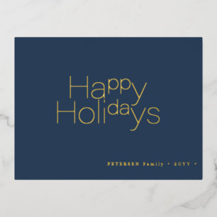 Carte Postale De Vacances En Aluminium Happy Holidays typographie or moderne simple