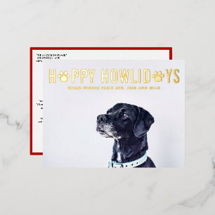 Carte Postale De Vacances En Aluminium Happy Howlidays Modern Typography Photo Chien