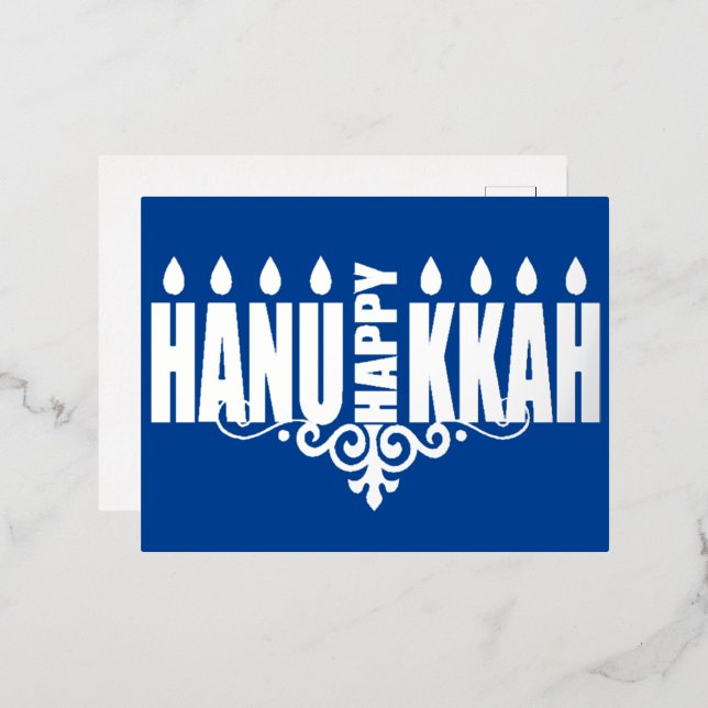 Carte Postale De Vacances En Aluminium Heureux Hanoukka Menorah (Recto/Verso)