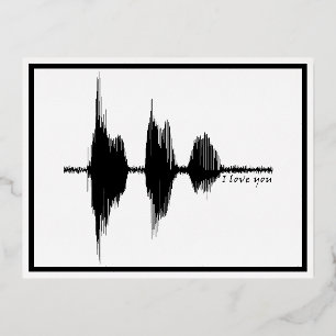 Carte Postale De Vacances En Aluminium I Love You Soundwave Foil Postcard - Waveform art