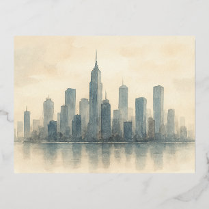 Carte Postale De Vacances En Aluminium Impression de réflexion de paysage urbain serein,