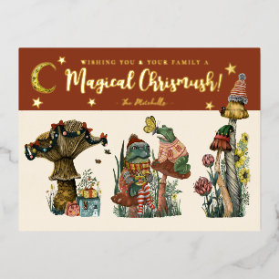 Carte Postale De Vacances En Aluminium Joli rouge et or Merry Maghroom Noël