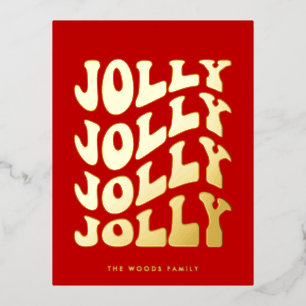 Carte Postale De Vacances En Aluminium Jolly Super Wavy Red Christmas Gold