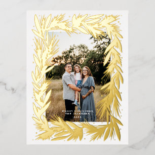 Carte Postale De Vacances En Aluminium Joyeuse couronne d'or de Noël