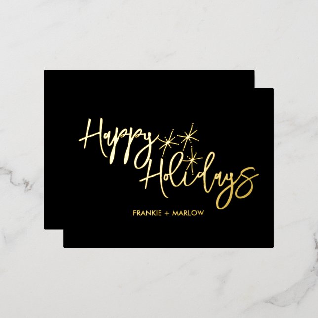 Carte Postale De Vacances En Aluminium Joyeuses fêtes Noël Affaires Logo noir (Recto/Verso)