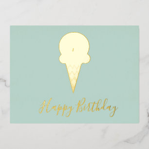 Carte Postale De Vacances En Aluminium Joyeux anniversaire Ice-Cream Cone Foil Anniversai