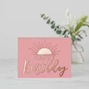 Carte Postale De Vacances En Aluminium Joyeux Anniversaire Sunshine en véritable feuille