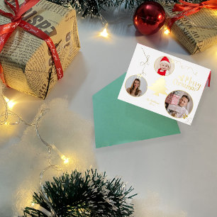 Carte Postale De Vacances En Aluminium Joyeux Arbre de Noël Photo Ornements