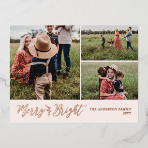 Carte Postale De Vacances En Aluminium Joyeux et brillant Photo Noël Foil