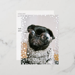 Carte Postale De Vacances En Aluminium Joyeux Howlidays Foil Empreinte de patte Dog Holid