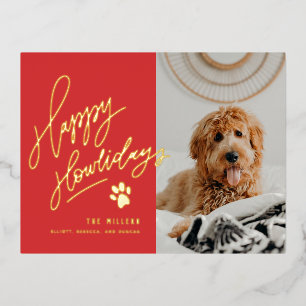Carte Postale De Vacances En Aluminium Joyeux Howlidays Pet Photo Christmas