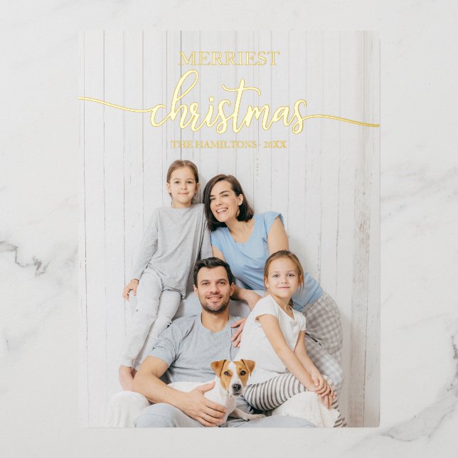 Carte Postale De Vacances En Aluminium Joyeux Noël Chic Calligraphie superposition photo (Recto)