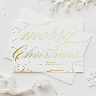 Carte Postale De Vacances En Aluminium Joyeux Noël écriture Élégante Flourish