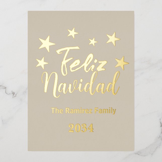 Carte Postale De Vacances En Aluminium Joyeux Noël Espagnol Moderne Noël Famille (Recto)