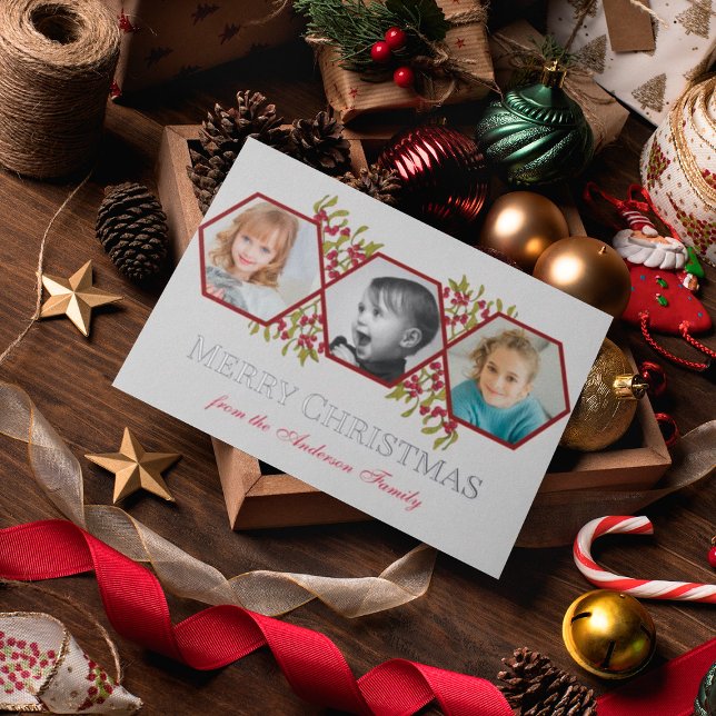 Carte Postale De Vacances En Aluminium Joyeux Noël Famille Salutations Photo (Créateur téléchargé)