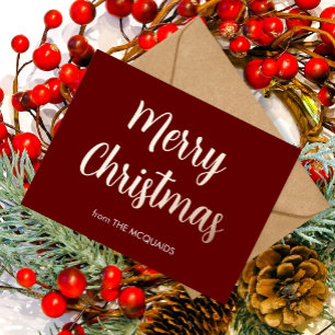 Carte Postale De Vacances En Aluminium Joyeux Noël Festif Rose Gold Burgundy