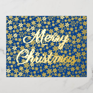 Carte Postale De Vacances En Aluminium Joyeux Noël flocon de neige élégant script bleu ma