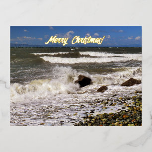 Carte Postale De Vacances En Aluminium Joyeux Noël Ocean Waves Beach Photo