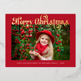 Carte Postale De Vacances En Aluminium joyeux Noël or lettrage carte de voeux