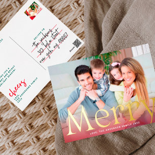 Carte Postale De Vacances En Aluminium Joyeux Noël Or photo moderne