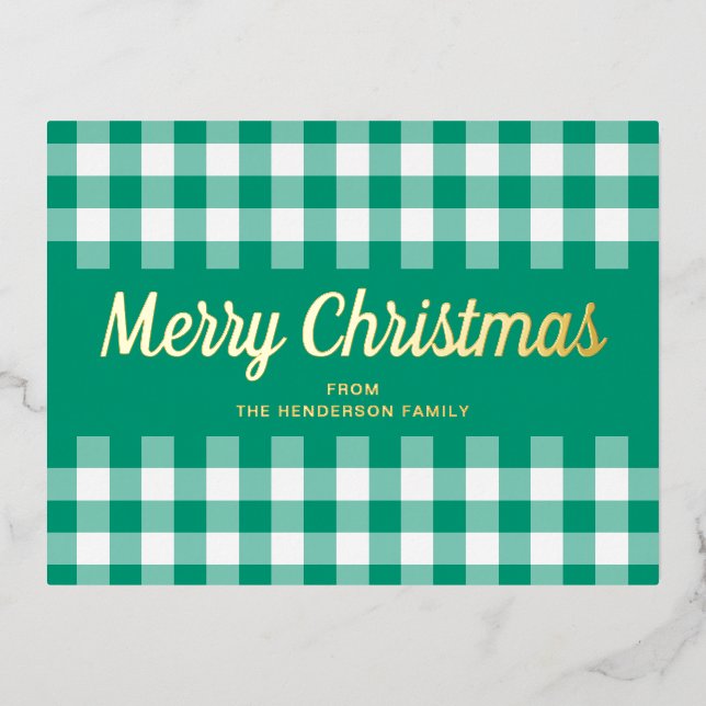 Carte Postale De Vacances En Aluminium Joyeux Noël or vert moderne (Recto)