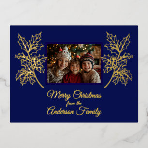 Carte Postale De Vacances En Aluminium Joyeux Noël Photo Minuit Bleu