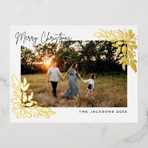 Carte Postale De Vacances En Aluminium Joyeux Noël Poinsettia Design