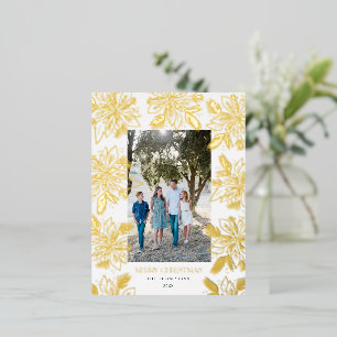 Carte Postale De Vacances En Aluminium Joyeux Noël Poinsettia Flower White