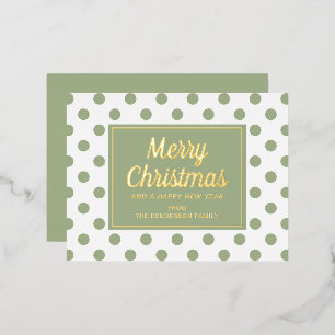 Carte Postale De Vacances En Aluminium Joyeux Noël Pois Gold Script Green