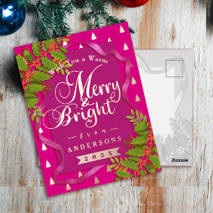 Carte Postale De Vacances En Aluminium Joyeux Noël rouge