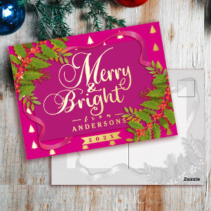 Carte Postale De Vacances En Aluminium Joyeux Noël rouge