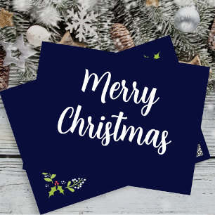 Carte Postale De Vacances En Aluminium Joyeux Noël Silver Foil Royal Blue Classic