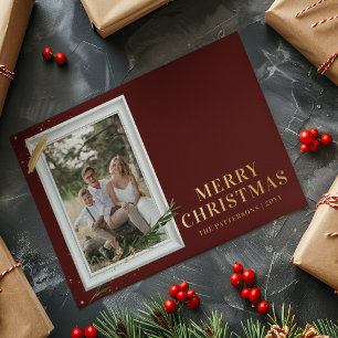 Carte Postale De Vacances En Aluminium Joyeux Noël Simple Élégant Cadre Photo Moderne