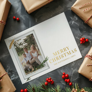 Carte Postale De Vacances En Aluminium Joyeux Noël Simple Élégant Cadre Photo Moderne