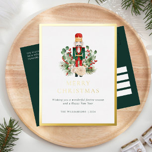 Carte Postale De Vacances En Aluminium Joyeux Noisette de Noël Vert Élégant