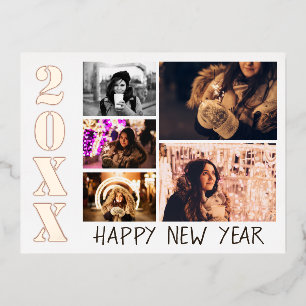 Carte Postale De Vacances En Aluminium Joyeux Nouvel An 2023 5 Photo Collage Real