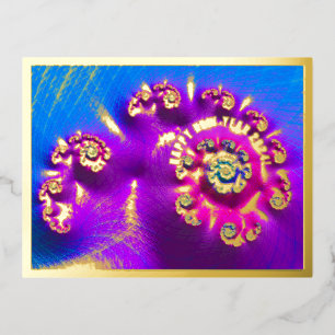Carte Postale De Vacances En Aluminium Joyeux Nouvel An 2024 - Colorful fractal avec or