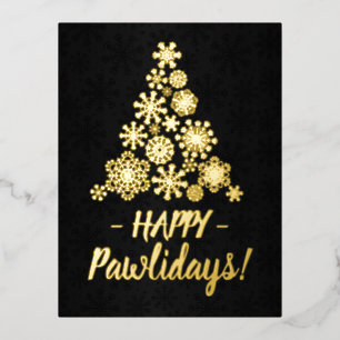 Carte Postale De Vacances En Aluminium Joyeux pawlidays, sapin de Noël, flocon de neige E